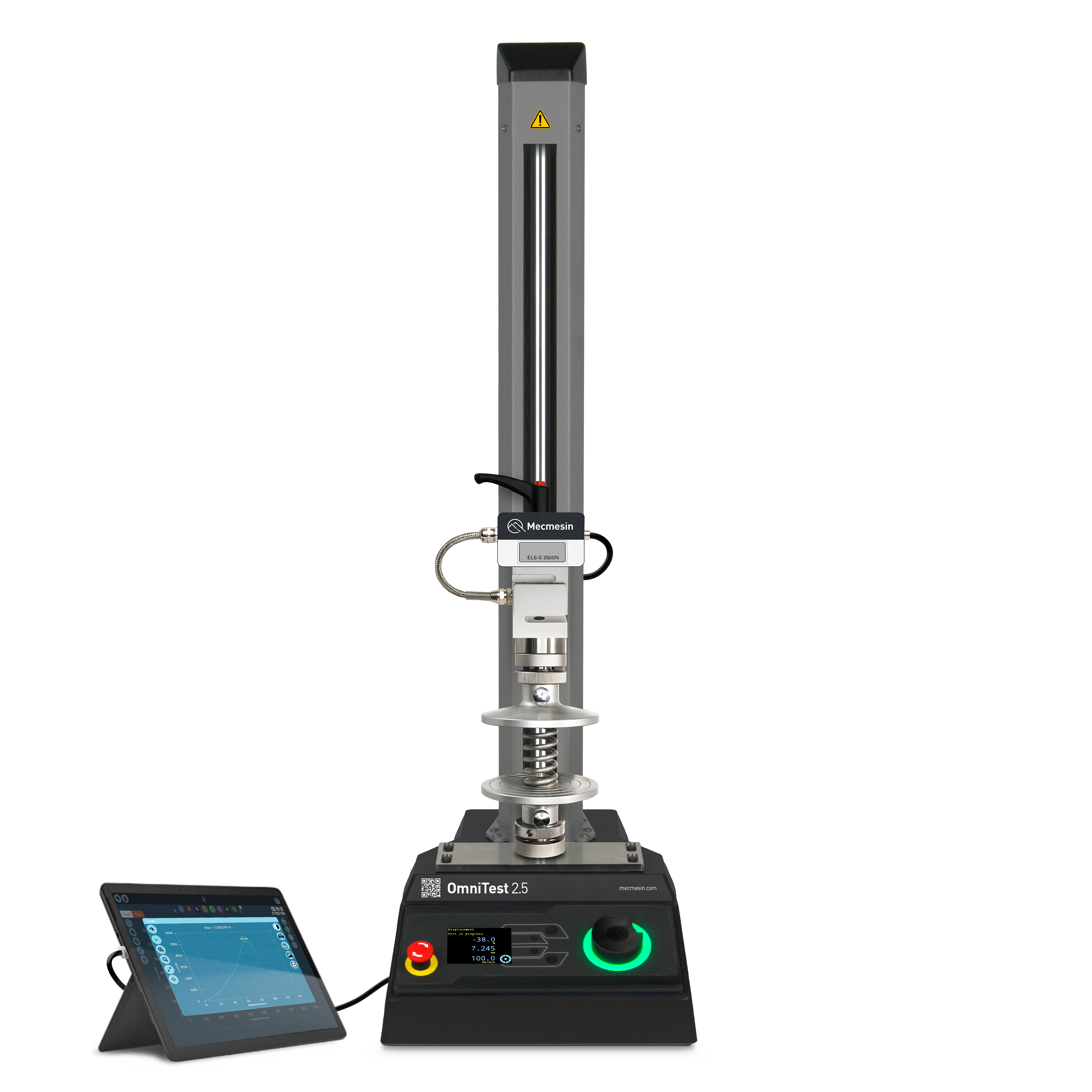 Product image of OmniTest with tablet automated top-load tester with ELS loadcell and operator console for tension and compression testing by Mecmesin